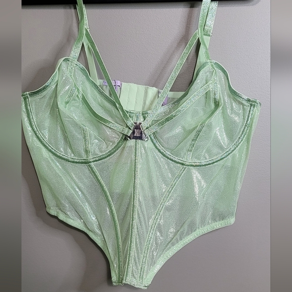Savage X Fenty Going Platinum Sheer Green Mist Bustier Top 2X NWT Plus Size - Picture 5 of 9